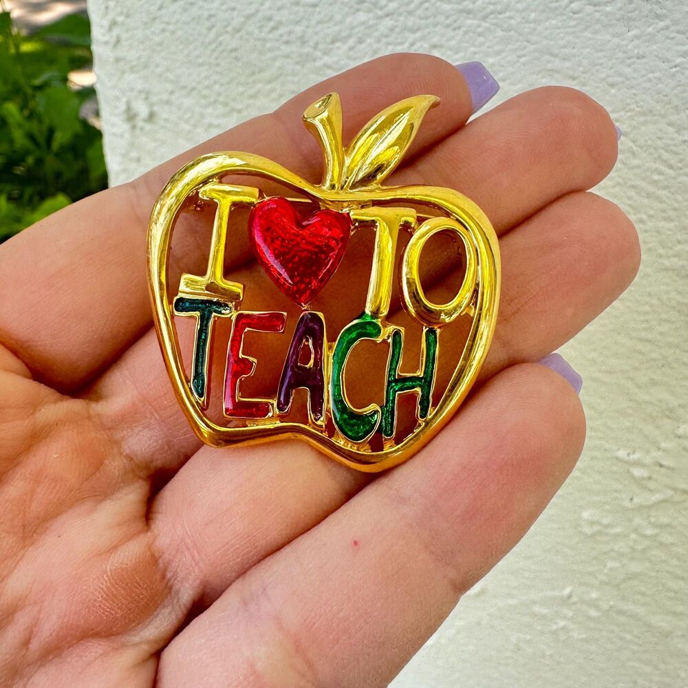 Vintage Jewelry I love To Teach Brooch Teacher Jewelry I Love To Teach Pin Teach